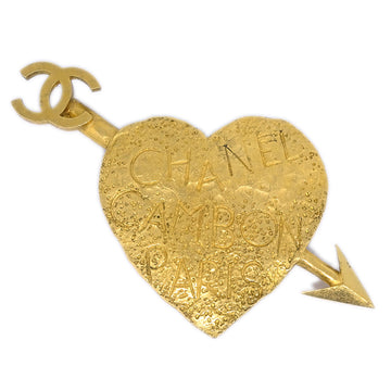CHANEL Gold Bow And Arrow Heart Brooch Pin 93A 113285