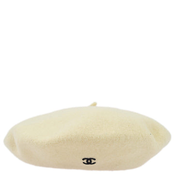 CHANEL Hat Beret Ivory Small Good 123181
