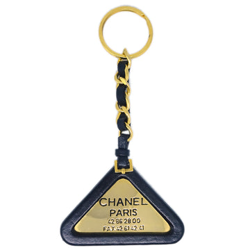 CHANEL Gold Plate Key Chain Bag Charm 94P Small Good 123277