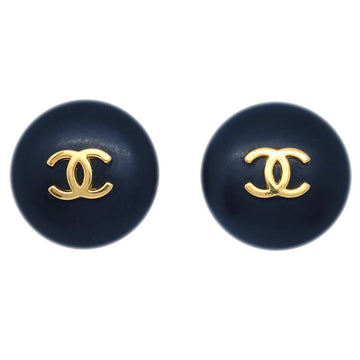 CHANEL Black Button Earrings Clip-On 95A 132742