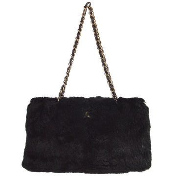 CHANEL Black Fur Tote Handbag 142794