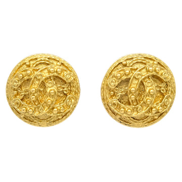 CHANEL Filigree Earrings Clip-On Gold 94A 123156