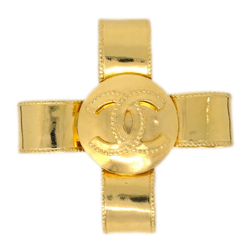 CHANEL Cross Brooch Pin Gold 97A 123244