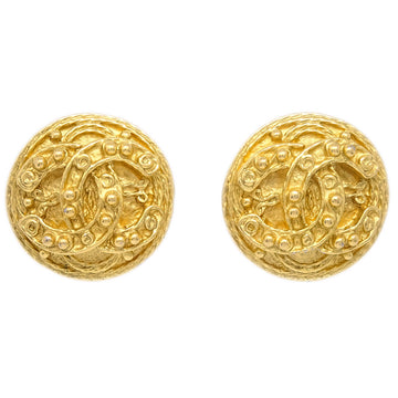 CHANEL Filigree Earrings Clip-On Gold 94A 123261