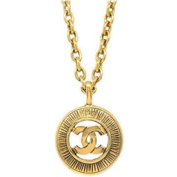 CHANEL Medallion Pendant Necklace Gold 3848 123278