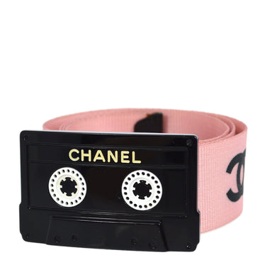 CHANEL Cassette Tape Belt Pink 04P #75/30 Small Good 132955