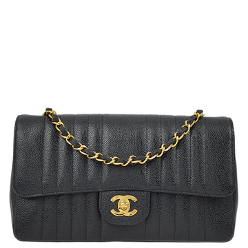 CHANEL Black Caviar Classic Flap Mademoiselle Chain Shoulder Bag 190998