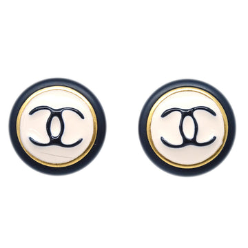 CHANEL Black Button Earrings Clip-On 96P 123443