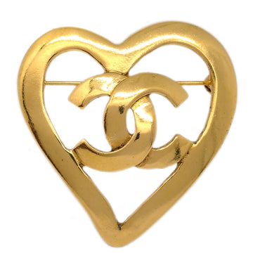 CHANEL Heart Brooch Gold 95P 123483