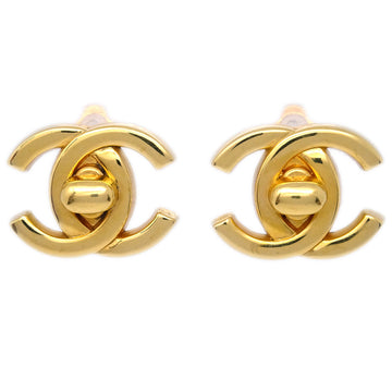 CHANEL CC Turnlock Earrings Clip-On Gold Small 96P 133044