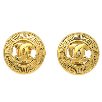 CHANEL Button Earrings Clip-On Gold 8776 123270
