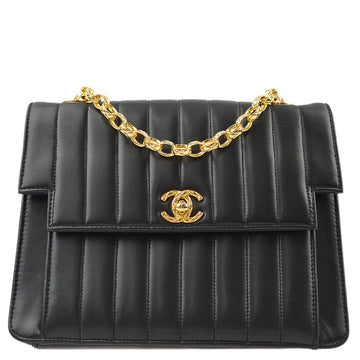 CHANEL Black Lambskin Mademoiselle Chain Shoulder Bag 130883