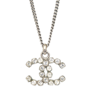 CHANEL Silver Necklace Pendant Rhinestone 05V 133038