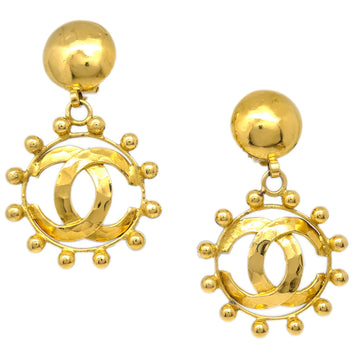 CHANEL Gold Dangle Earrings Clip-On 25 142893