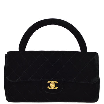 CHANEL Black Velvet Classic Single Flap Medium Handbag 161267