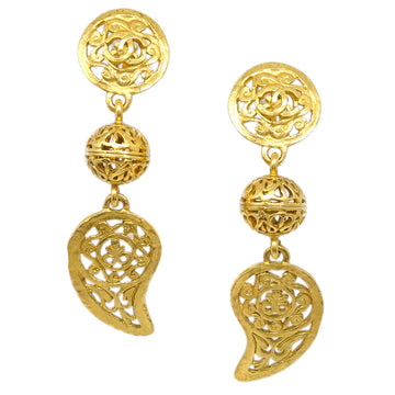 CHANEL Dangle Earrings Gold Clip-On 95A 152588