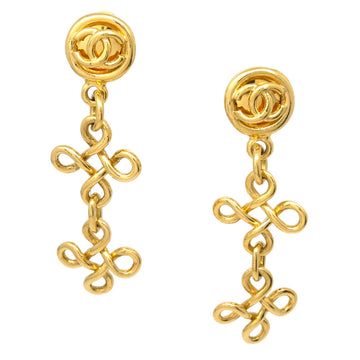 CHANEL Dangle Earrings Clip-On Gold 93P/2930 152591