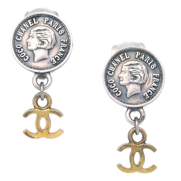 CHANEL Silver Dangle Earrings Clip-On 96A 171577