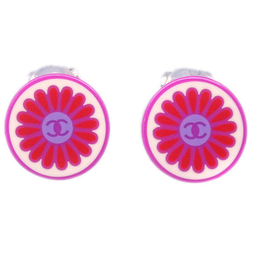 CHANEL Button Earrings Clip-On Pink 04P 190926