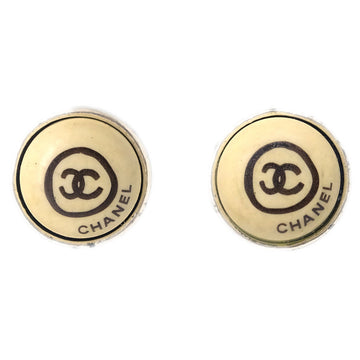CHANEL Button Pierced Earrings White 00T 152267