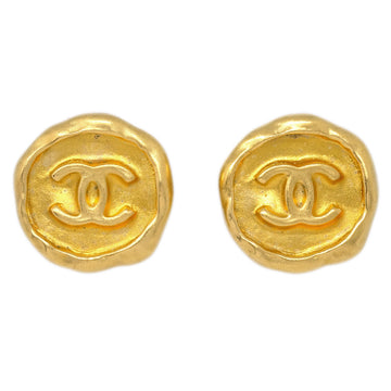 CHANEL Button Earrings Clip-On Gold 95A 152563