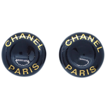 CHANEL Black Button Earrings Clip-On 97P 152601