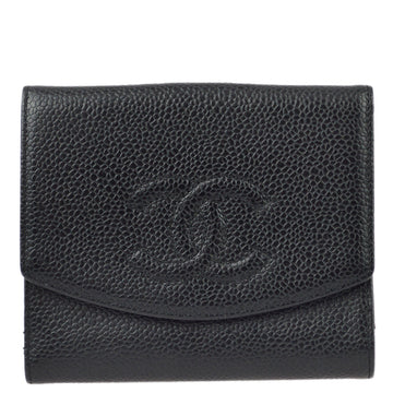 CHANEL Black Caviar Bifold Wallet Purse 161233