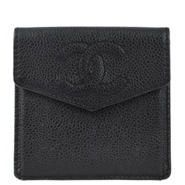 CHANEL Black Caviar Coin Purse Wallet 161495