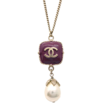 CHANEL Artificial Pearl Rhinestone Gold Chain Pendant Necklace 08A KK91771