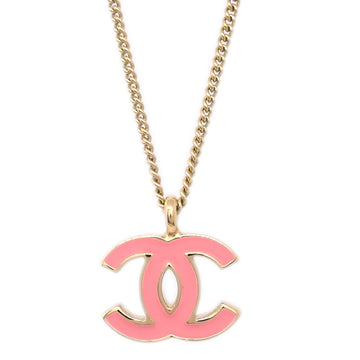 CHANEL CC Chain Pendant Necklace Gold Pink 01A KK92095