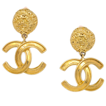 CHANEL Gold Dangle Earrings Clip-On 95A 161511