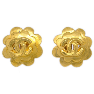 CHANEL Flower Earrings Clip-On Gold 96P 191024