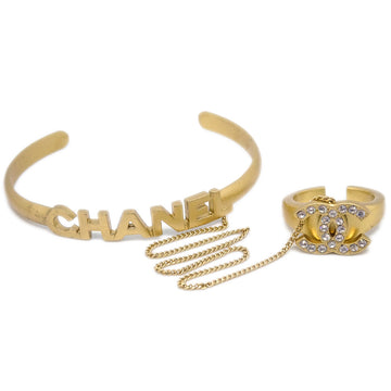 CHANEL Bangle Chain Ring Rhinestone #51 #11 01C 191190