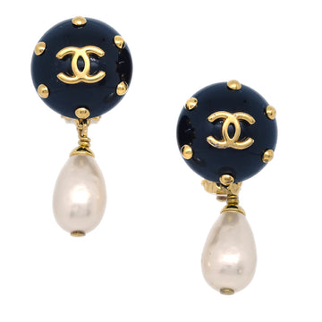 CHANEL Artificial Pearl Dangle Earrings Clip-On 96C 191192