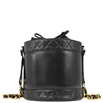 CHANEL Black Lambskin Bucket Shoulder Bag KK30722