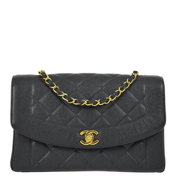 CHANEL Black Caviar Medium Diana Shoulder Bag KK31485