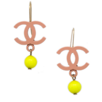 CHANEL Dangle Piercing Earrings Pink 03S 161168