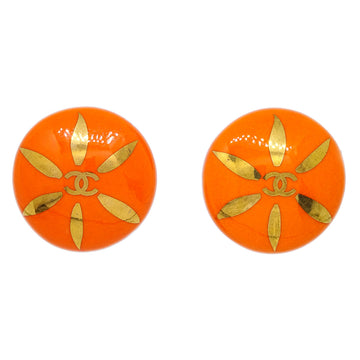 CHANEL Button Earrings Clip-On Orange 97P 161172