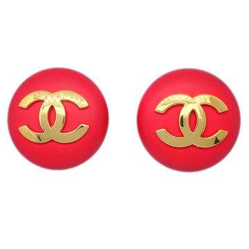 CHANEL Button Earrings Clip-On Pink 24 161235