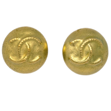 CHANEL Button Earrings Clip-On Gold 95C KK90819