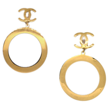 CHANEL Hoop Dangle Earrings Clip-On Gold KK90839