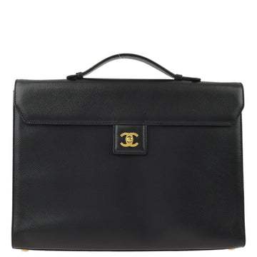 CHANEL Black Caviar Briefcase Business Handbag KK31603