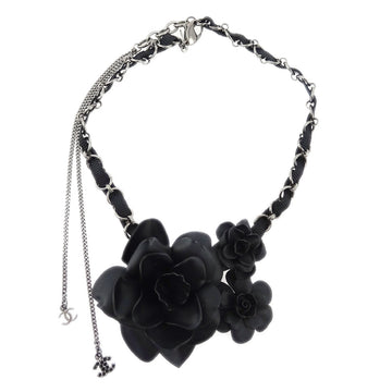 CHANEL Camellia Chain Pendant Necklace Black 09A KK32658