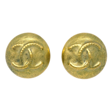 CHANEL Gold Button Earrings Clip-On 95P KK90821