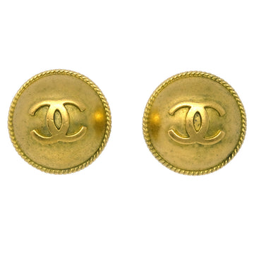 CHANEL Gold Button Earrings Clip-On 95P KK90826