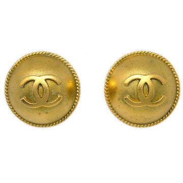 CHANEL Gold Button Earrings Clip-On 94A KK90828