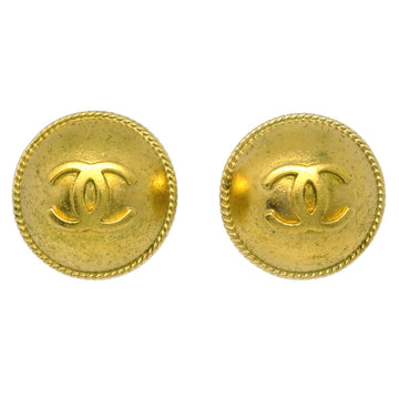 CHANEL Gold Button Earrings Clip-On 94A KK90829