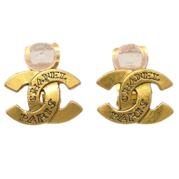 CHANEL Gold CC Earrings Clip-On 99A 123460