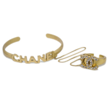 CHANEL Rhinestone Bangle Chain Ring Gold #52 #12 01C 123469