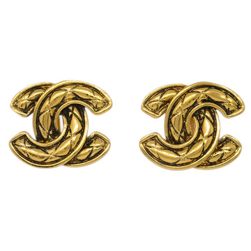 CHANEL Gold CC Earrings Clip-On 2459 133073